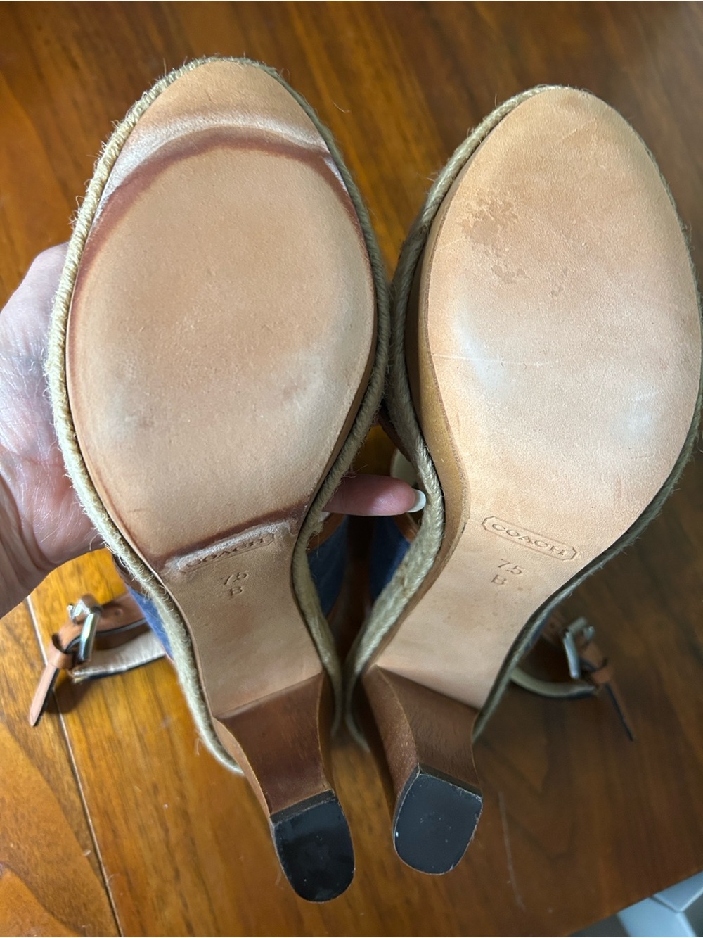 Coach Daria Denim Leather Trim Sandals 7.5-8 *Excellent* - Picture 7 of 7